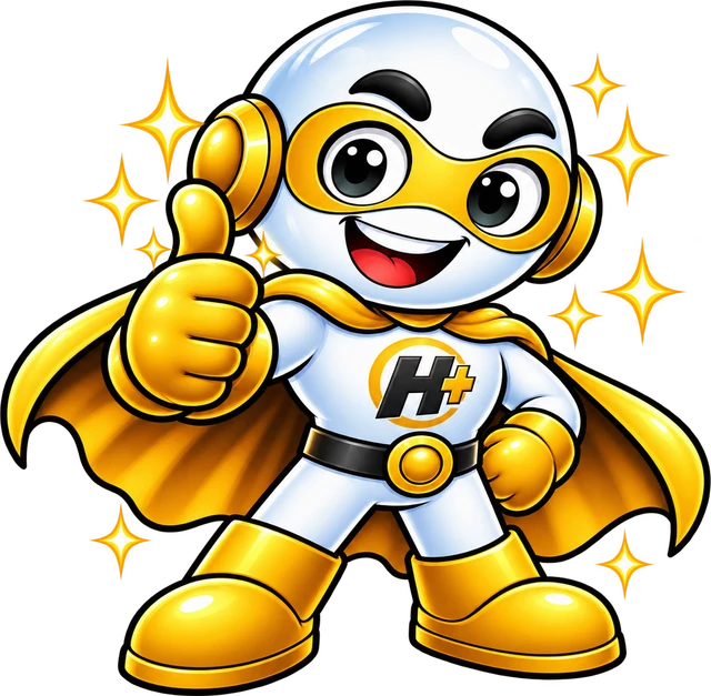 The HeroPlus mascot giving a thumbs up